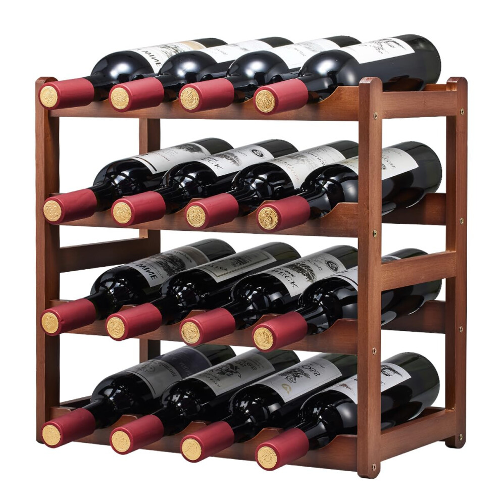 tag   re     vin en bambou Homevany     4 niveaux pouvant contenir 16 bouteilles de vin pour la maison, la cuisine, le salon, le garde-manger, le bar