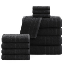 Casa Platino Black Towels Bathroom Sets 12 Piece Towels Set 4 Large Bath Towels(30""""x 60"""") 4 Hand Towels & 4 Washcloths 100% Ring Spun Cotton Ba
