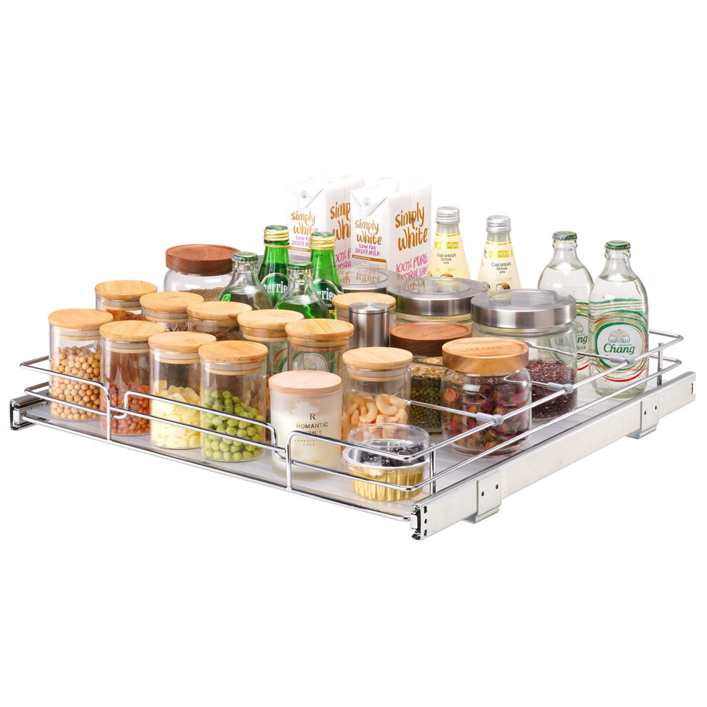 VEVOR 20""W x 21""D Pull Out Cabinet Organizer  Heavy Duty Slide Out Pantry Shelves  Chrome-Plated Steel Roll Out Drawers  Sliding Drawer Storage for
