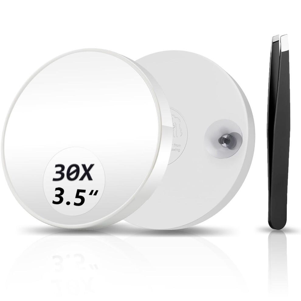 Fahzon 30-Facher Vergrerungsspiegel, Vergrerungsspiegel, 8,9 Cm, Mit Zwei Saugnpfen Und Pinzette, Reise-Vergrerungsspiegel-Set, Wird Mit T-image