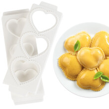 Grote 3" Hart Ravioli Mallen- Thuis Gemaakt Gevuld Pasta Maker- 2 Delige Tray & Pers maakt 3 Grote Italiaanse Ravioli