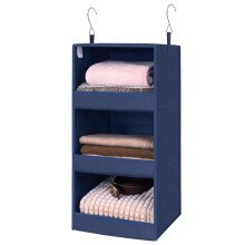 GRANNY SAYS 3-Shelf Hanging Closet Organizer Collapsible Closet Hanging Shelves Nursery Hanging Organizer Navy 29 "" H X 12"" W X 12"" D 1-Pack