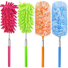 4 pcs Extendable and Washable Microfibre Feather Duster 13"""" to 30"""" Reachable Microfibre Cleaning Tool Small Dusters for Cleaning Office Car Com