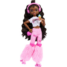Barbie Dream Besties Doll and Accessories Barbie Brooklyn Pouche de mode de patinage a rouleaux posables avec cheveux brun fonce 9 Musique et vid