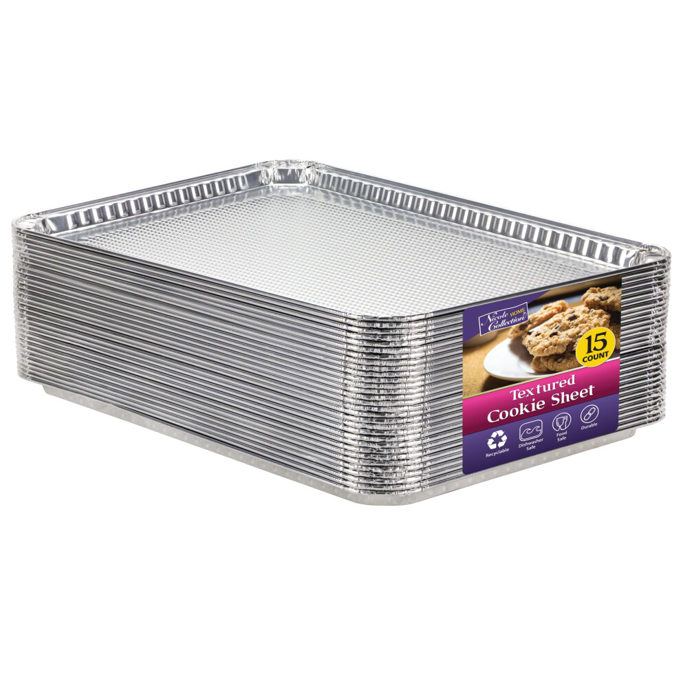 Aluminum Pans Half Size Textured Cookie Sheet 15 Count Durable Nonstick Baking Sheets 15.87"" x 11"" - Sheet Pan Baking Tray Cookie Sheets Foil pan