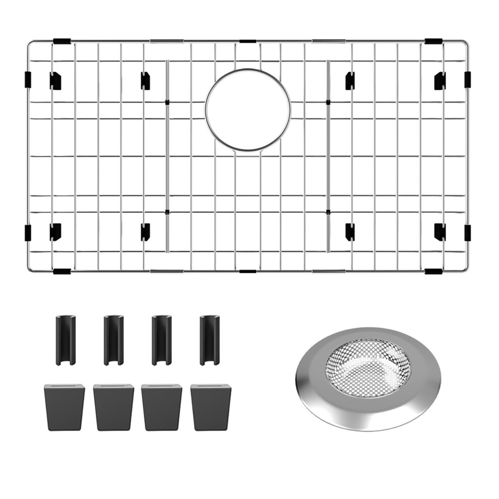 Protections d'évier pour évier de cuisine 26-1/8"" x 14-1/8"" Protection d'évier en acier inoxydable avec trou de vidange arrière Support d'évier