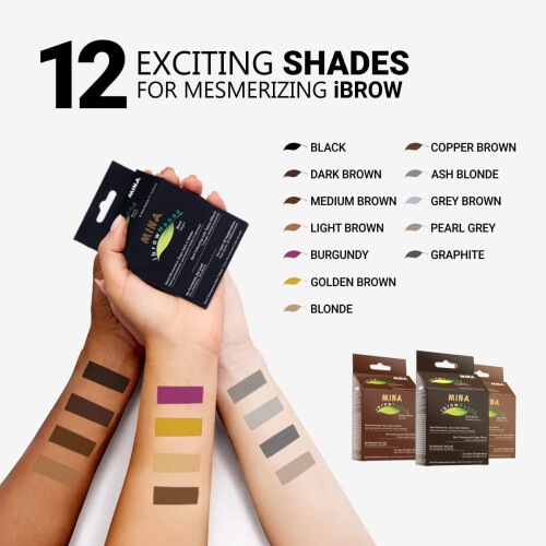 MINA ibrow Henna Regular Pack mit Schablonen-Combo Pack (Perlgrau) 2