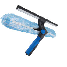 Unger Professional 18"""" Proflex 2-in-1 Squeegee & Scrubber - Window Cleaning Tool with Pivoting Head - Squeegee for High Access Window Washing Comme