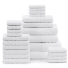Casa Platino 24 Piece 100% Cotton White Towels Set for Bathroom 2 Bath Sheets 2 Large Bath Towels(30""""x 60"""") 2 Gym Towels (24""""X 48"""") 6 Han