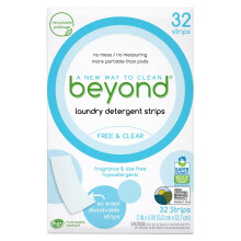 Beyond Laundry Detergent Strips [32 prouku] - Zdarma a cir - Ekologick, hypoalergenn. Prtelsk k cestovn. Rozpustn prouky.