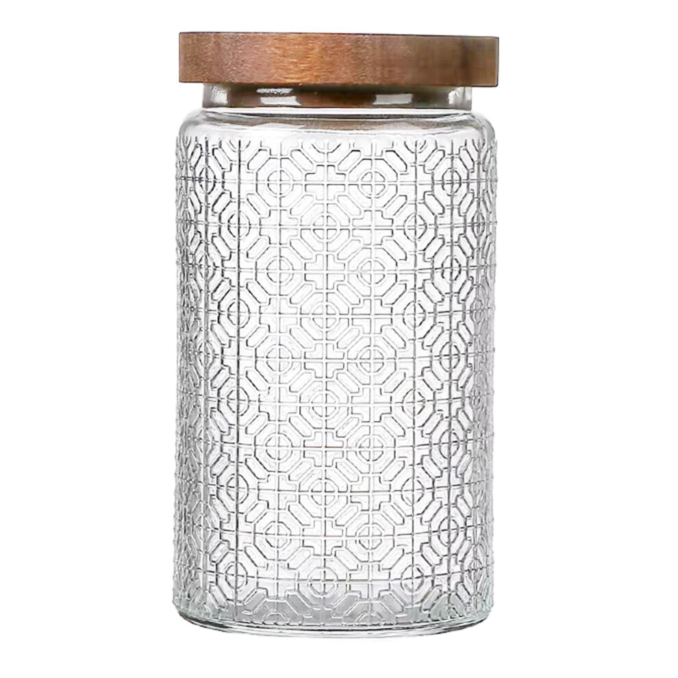 Yoqelt Vintage-Glasbehalter Mit Holzdeckel, 34 Oz, Luftdichte Vorratsbehalter Aus Glas Fur Lebensmittel, Sets Fur Die Kuche, Zucker, Sussigkeiten,-image
