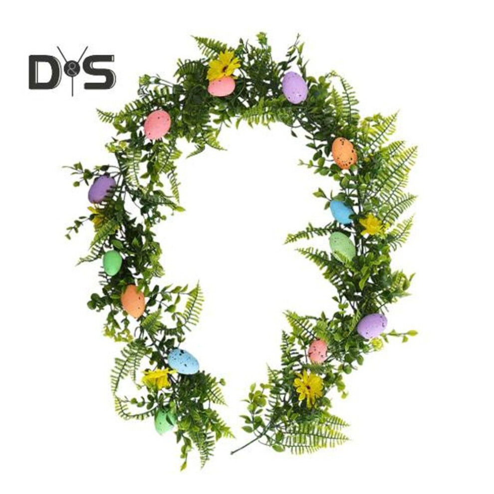 (as the picture, A) 160/200cm Easter Colorful Egg Artificial Garland Realistic Indoor Outdoor Hanging Artificial Green Plants Greenery Vine Spring Holiday Mantle