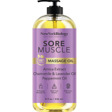 New York Biology Sore Muscle Massage Oil 8 Fl Oz - Gemaakt met 100% natuurlijke oli? - Kalmerende lichaamsmassageolie - Absorbeert gemakkelijk
