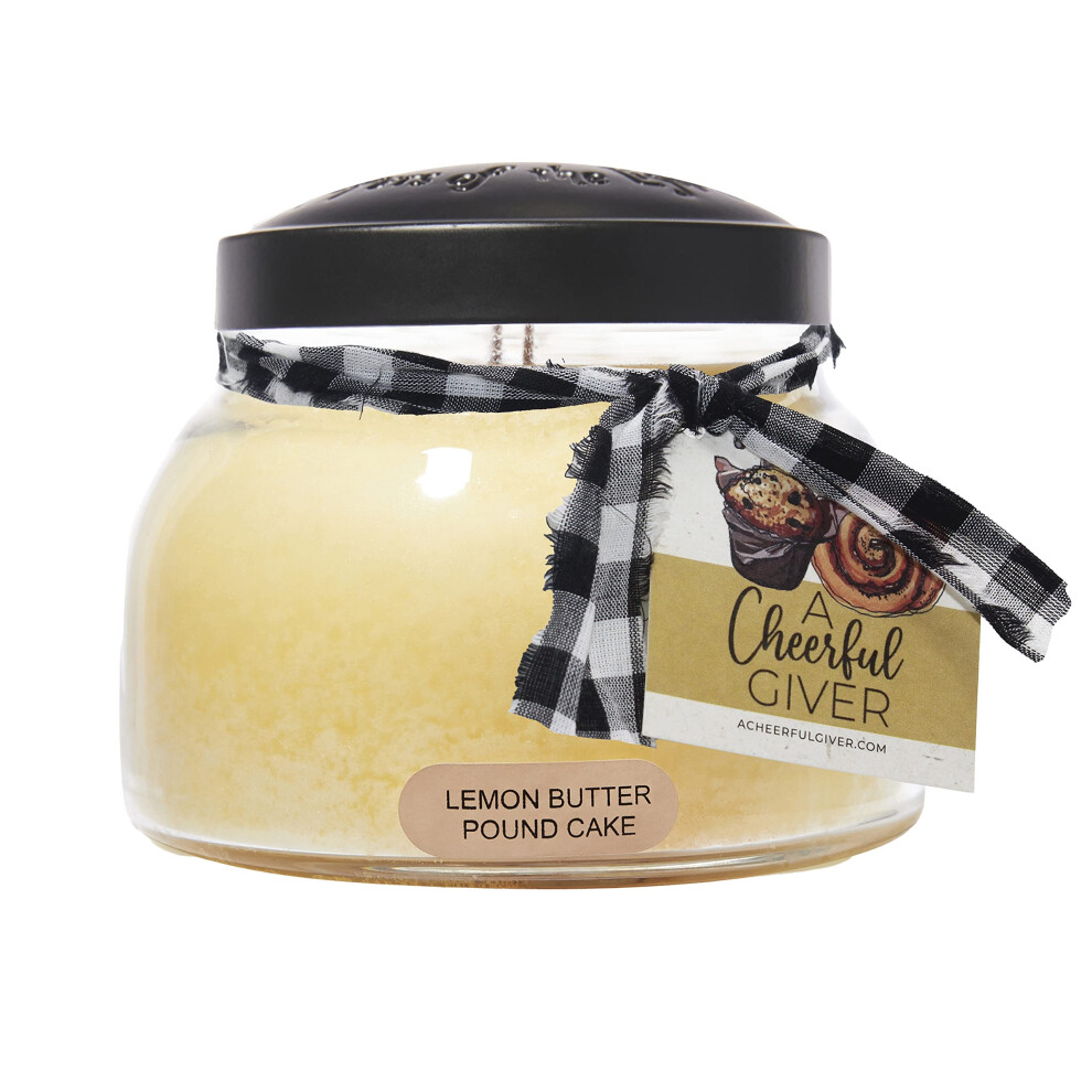 Un donateur enthousiaste - Gâteau au beurre de citron - Bougie parfumée Mama en pot de 65 cl avec couvercle - Gardiens de la lumière - 125 heures