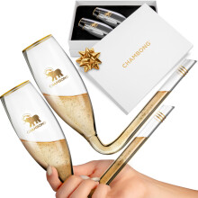 Chambong - Calici da champagne - Bomboniere per addio al nubilato - Scatola e regali per damigelle d'onore (2 pezzi con scatola regalo)