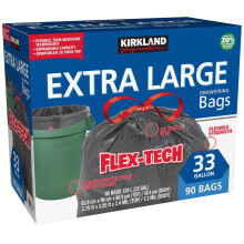 Kirkland Signature Flex-Tech vrece na odpadky s objemom 33 gal nov (90 kusov)