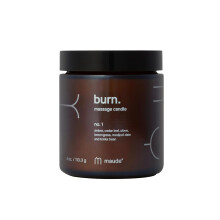 Maude Burn Nr. 1  Jojobal-Massagekerze mit feuchtigkeitsspendendem, hautweichmachendem Sojal  Massagelkerze mit Noten von Amber-Zitronengras + T