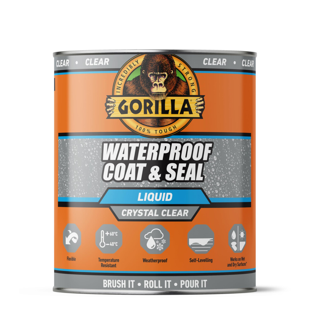Waterproof Coat & Seal Clear, 473ml - Weatherproof Liquid Sealant | Stops & Prevents Leaks | For Roof Tiles, Brick, Wood, Metal, Concrete, Stone,