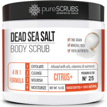 pureSCRUBS Premium organische bodyscrubset - grote 16oz CITRUS+ BODY SCRUB - met dode zeezout doordrenkte biologische essenti?e oli? en voedingsstoff