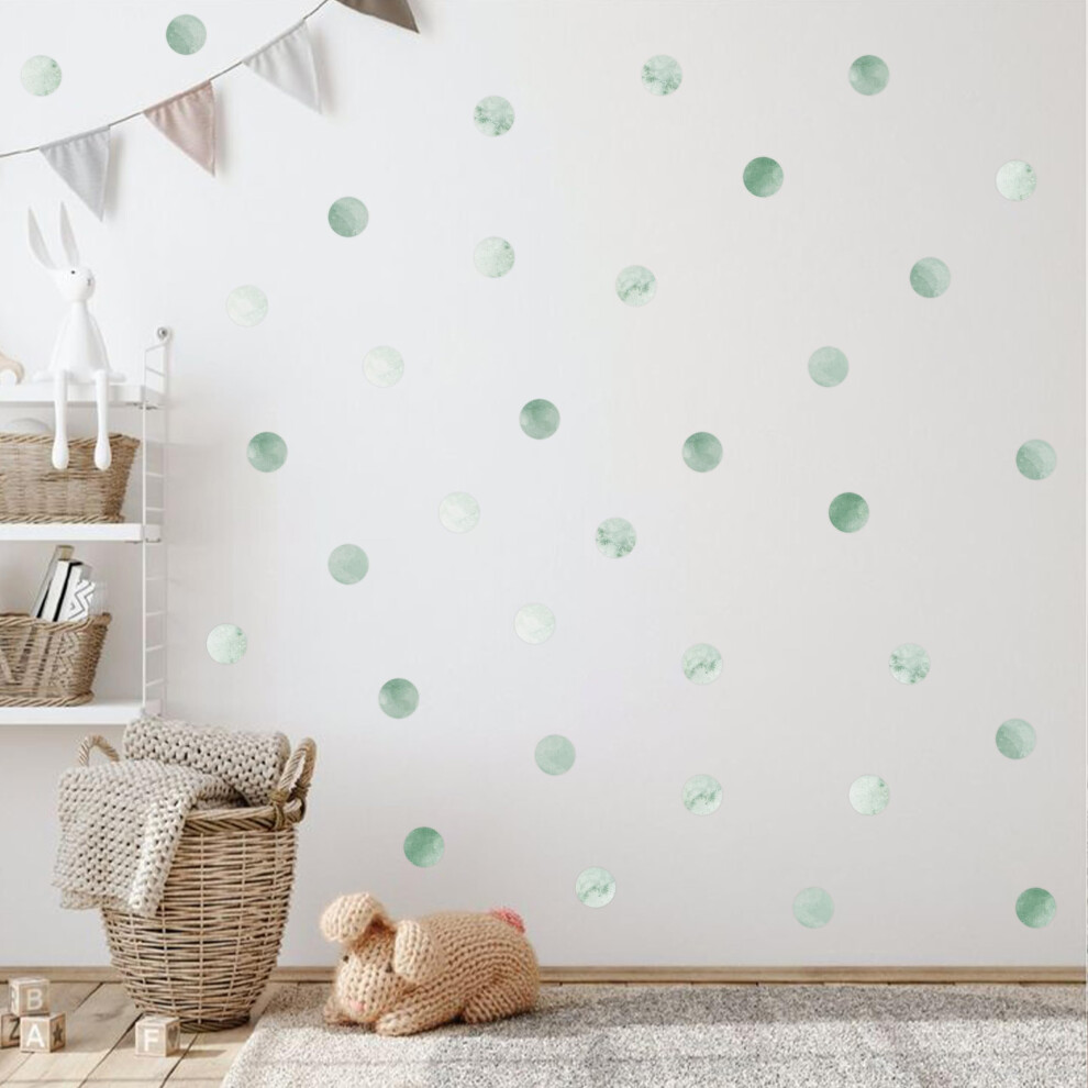 Watercolour Polka Dot Wall Stickers - Moon Dot Wall Decals Wall Decals For Baby Room Mint Kids Room Decor Nursery Decals ( Dot Green Vgaruint