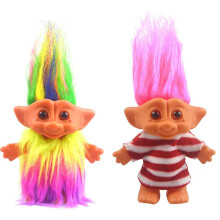 2packs Vintage Troll-poppenset Gelukspop Chromatisch Schattig voor collecties Schoolproject Kunst en handwerk Feestartikelen - 19,5 cm hoog (inclusie