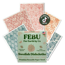 Febu svenska diskdukar fr kk | 5 Packstmplar teranvndbara pappershanddukar tvttbara | Swedish Dish Handdukar | Cellulosasvampdukar som inte