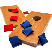 Super Fun Mini Kids Portable Cornhole Set. 2X 10.5"""" x 5.25"""" Boards with 4 Red and 4 Blue Double Lined Bags. Great Slumber Party Sleepover or B