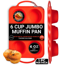 BAKE BOSS Jumbo Muffin Pan Met Metaal Versterkte Handgrepen (Gepatenteerd) - Extra Grote Muffin Pan - Grote Muffin Pan - Jumbo Muffin Pannen Voor Bak