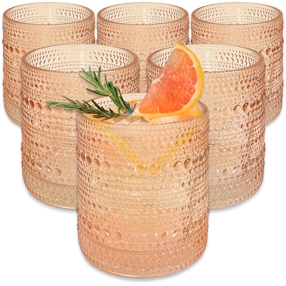 Kate Aspen Rose Gold Hobnail Beaded Drinkglazen Set van 6-10 oz Vintage Glaswerk Set Cocktailglazen Set Sapglazen Waterbekers | Een Geweldig Cade
