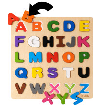 Magnetic Wooden Educational ABC Puzzle - Learn Alphabet & Color Recognition Toy - Toddler Preschool Game - Kids Montessori Education