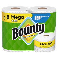 Asciugamani di carta Bounty Select-A-Size bianchi 2 rotoli mega = 8 rotoli normali