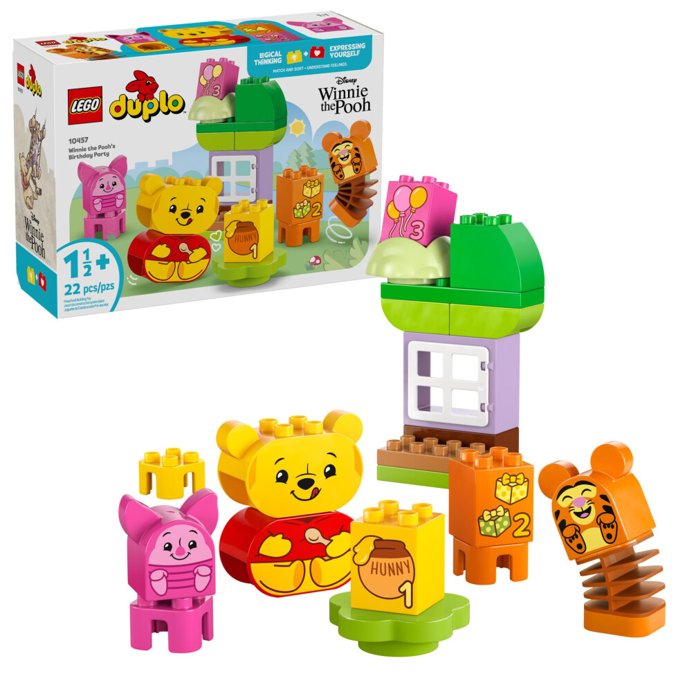 LEGO DUPLO Disney Winnie l'ourson - Jeu de construction pour fête d'anniversaire - Jouet pour bébé à partir de 18 mois - Jouets sensoriels pour s