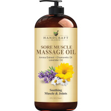 Handcraft Blends Sore Muscle Massage Oil 8 Fl Oz - Hydraterende lichaamsolie voor massagetherapie - Gemaakt met Arnica-extract Kamille Lavendel Peper