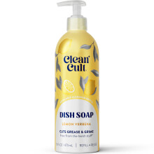 Cleancult - Citroenverbena - Vloeibaar afwasmiddel - Hervulbare aluminium fles - Afwasmiddel dat vet en vuil snijdt - 16 oz - 1 pak