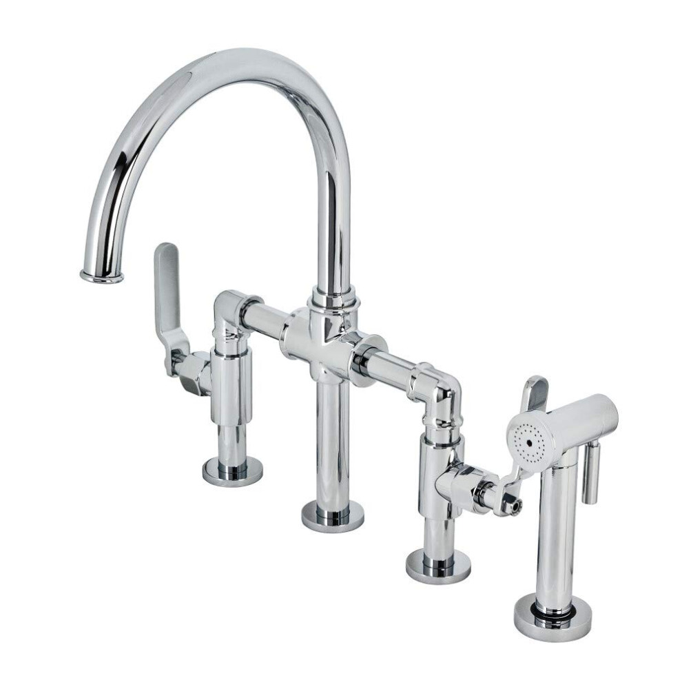 Photos - Tap Hidden Part Kingston Brass KS2331KL Whitaker Bridge Kitchen Faucet 13.38 x 8.06 x 14.19 Polished Chrome 