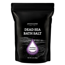 Pure sale del Mar Morto per immergere con lavanda naturale al 100% - 14 once. Spazio da bagno spa grana fine in pacchetto ricostituibile - usato per