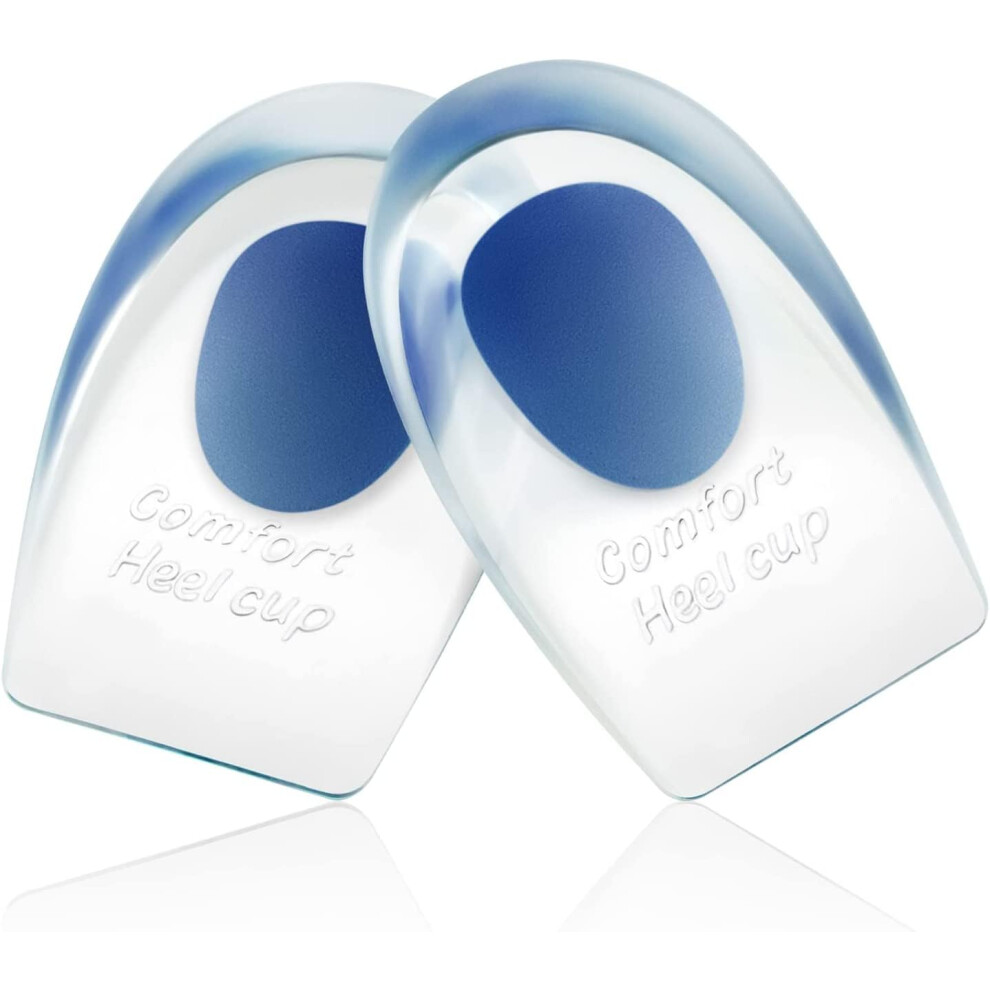Homergy Blue Gel Silicone Heel Cups/Pads 2 Pack Fsa Hsa Eligible For Achilles Tendonitis Shoe Wedge Inserts For Plantar Fasciitis Bone Spur Foot Pain Relief