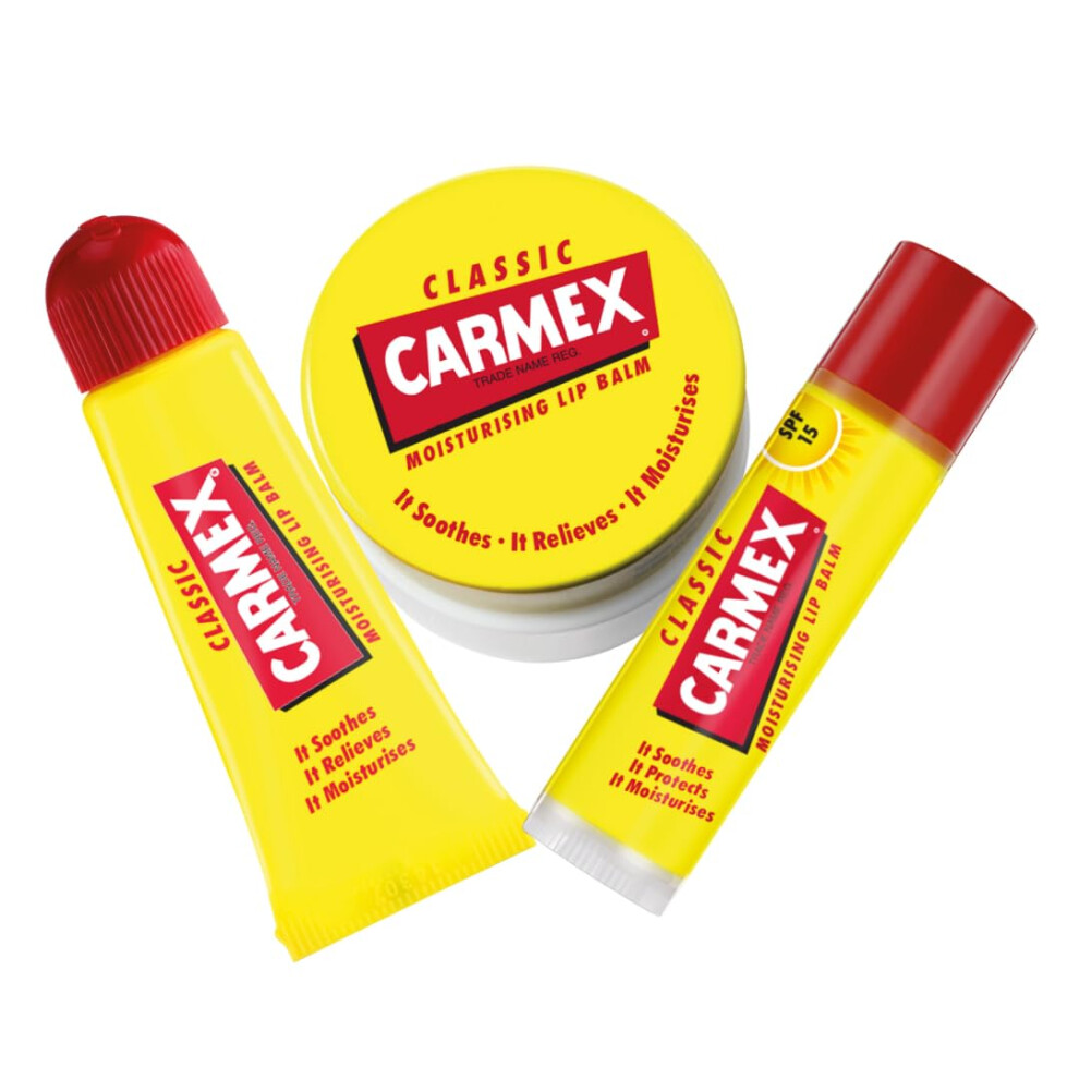 Classic Lip Balm Set | SPF 15 | Moisturising, 3-Pack with Tube, Pot and Stick