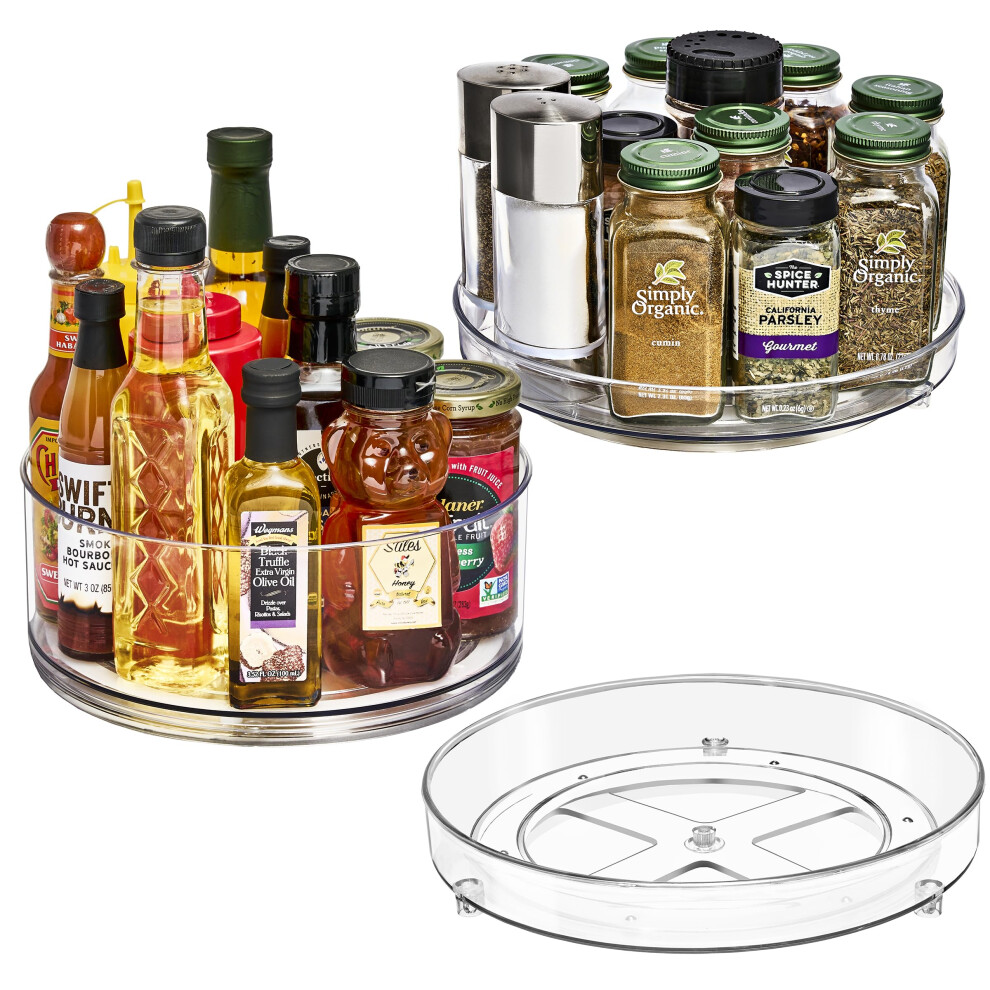 Sorbus 9 Pouces Transparent Lazy Susan Organisateur Ensemble 2 Plat Plateau Tournant Organisateur Pour Pices Organisation Pour Armoire 1 Grand L-image