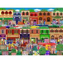 Springbok Hometown puzzel van 500 stukjes voor volwassenen met een klassiek en kleurrijk stadsbeeld