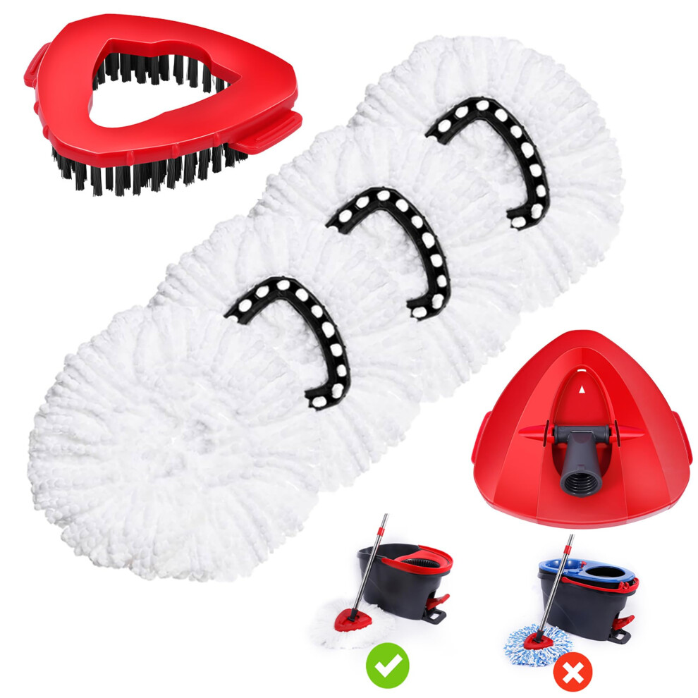 Wa.Ie Jiemi Confezione Da 4 Testine Di Ricambio Per Mocio Rotante Compatibili Con Oceda Easywring 1-Tank System, Testina Di Ricarica Per Mocio Rotante In Microfibra, 1 Spazzola Per Mocio + 1 Base Per-image