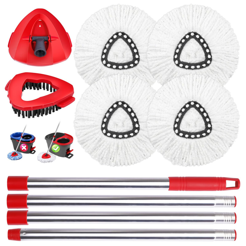 T Tes De Balai De Rechange Pour Balai Rotatif O-Ceda, Lot De 4 Pi Ces, Lavables En Machine, En Microfibre Blanche, T Tes De Rechange, 1 Brosse-image