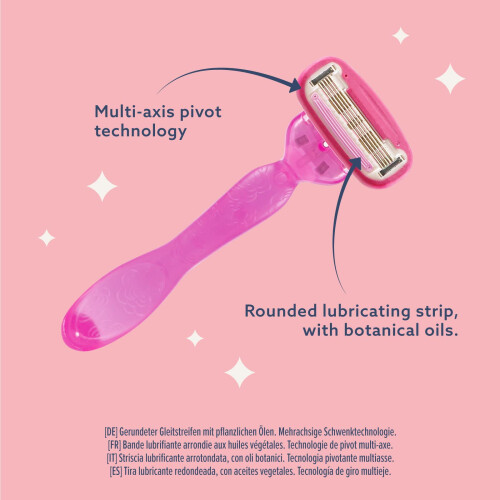 Women's 5 Blade Razor with Multi Axis Pivot handle + 3 refills 1