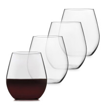 Libbey Signature Red Wine Glasses Set of 4 Elegant Dishwasher Safe Glass Stemless Wine Glasses Elegant Wine Glasses for Weddings Birthdays & More