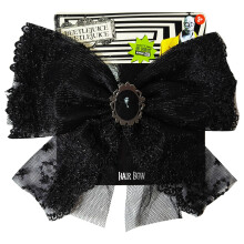 LUV HER Beetlejuice thema lange staart haarstrik voor meisjes met alligatorclip met charme - gotisch haaraccessoire vanaf 3 jaar