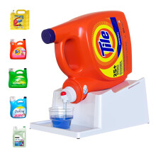 Skywin Laundry Detergent Holder Stand with Tray Laundry Detergent Stand with Non-Slip Rubber Feet for Washing Space Organization Easy Pour (No Stra