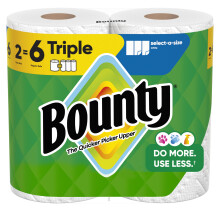 Asciugamani di carta Bounty Select-A-Size bianchi 2 rotoli tripli = 6 rotoli normali