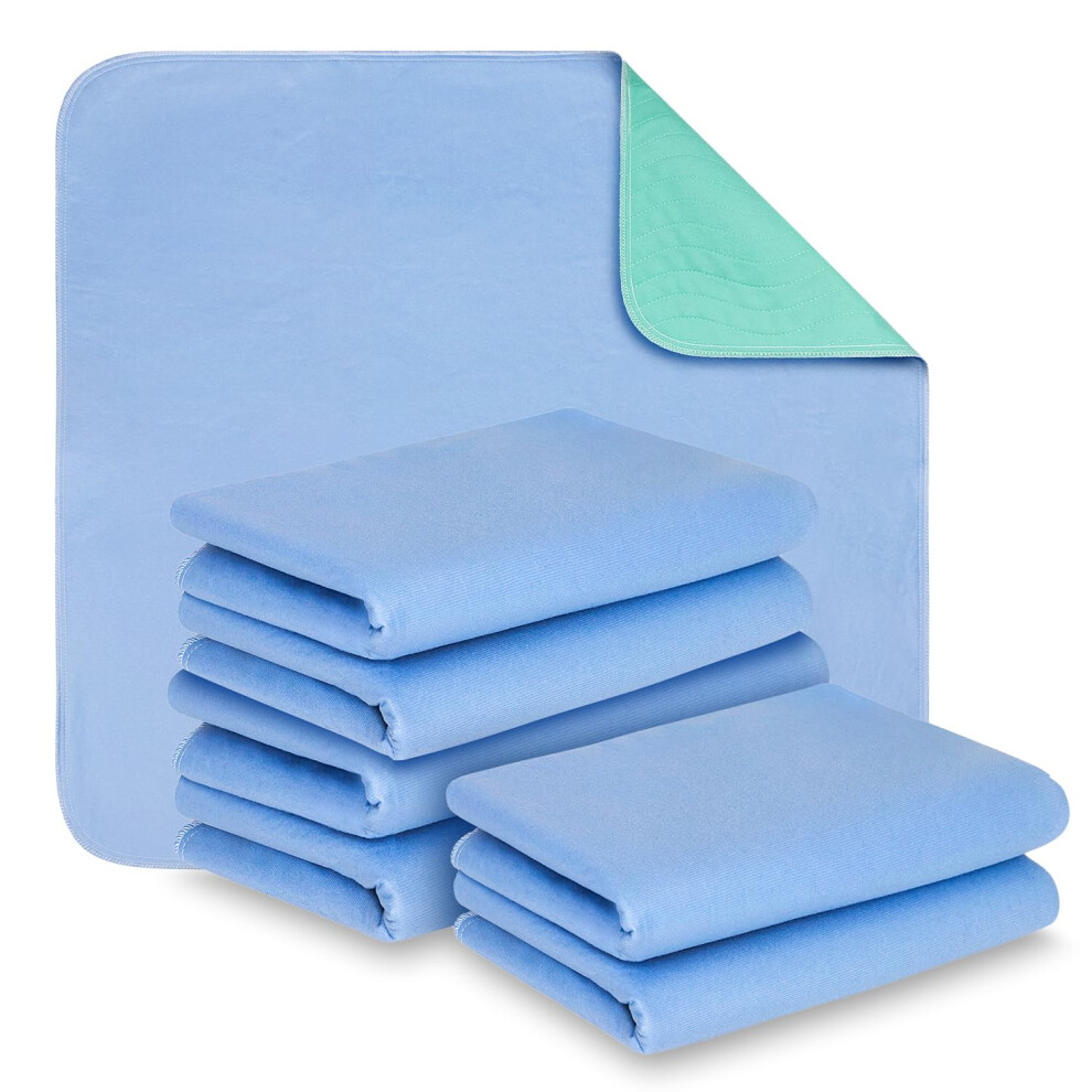 Hearth & Harbor Incontinence Bed Pads - 34'X36' Washable Waterproof Bed Pads For Adults & Kids 6 Pack Blue Polyester/Pvc Underpads