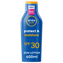 SUN Protect & Moisture Sun Cream Lotion SPF 30 (400 ml), Sun Lotion with Vitamin C and Hyaluron, Provides 48H Moisture and Immediate UVA & UVB