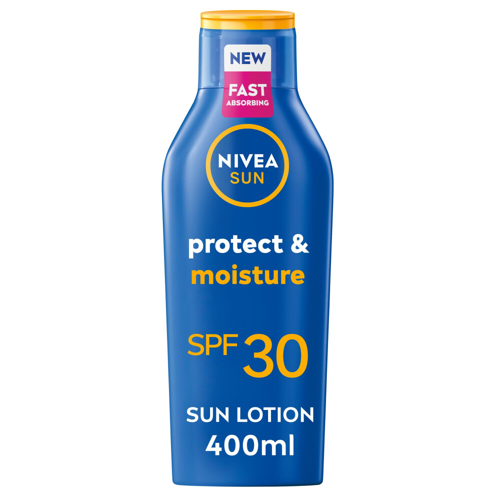 Nivea Cream Sun Protect & Moisture Sun Lotion Spf 30 (400 Ml), Sun Lotion With Vitamin C And Hyaluron, Provides 48H Moisture And Immediate Uva & Uvb